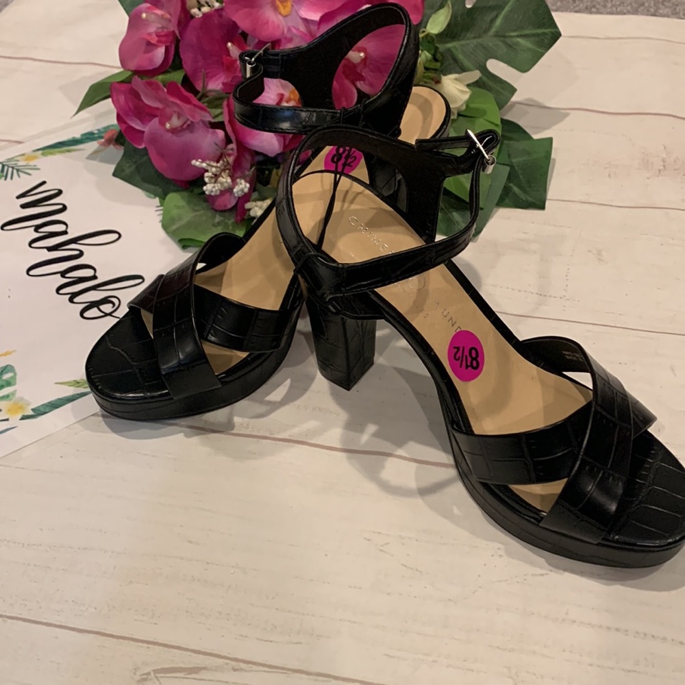 Criss Cross Ankle Strap Cock Print Heels